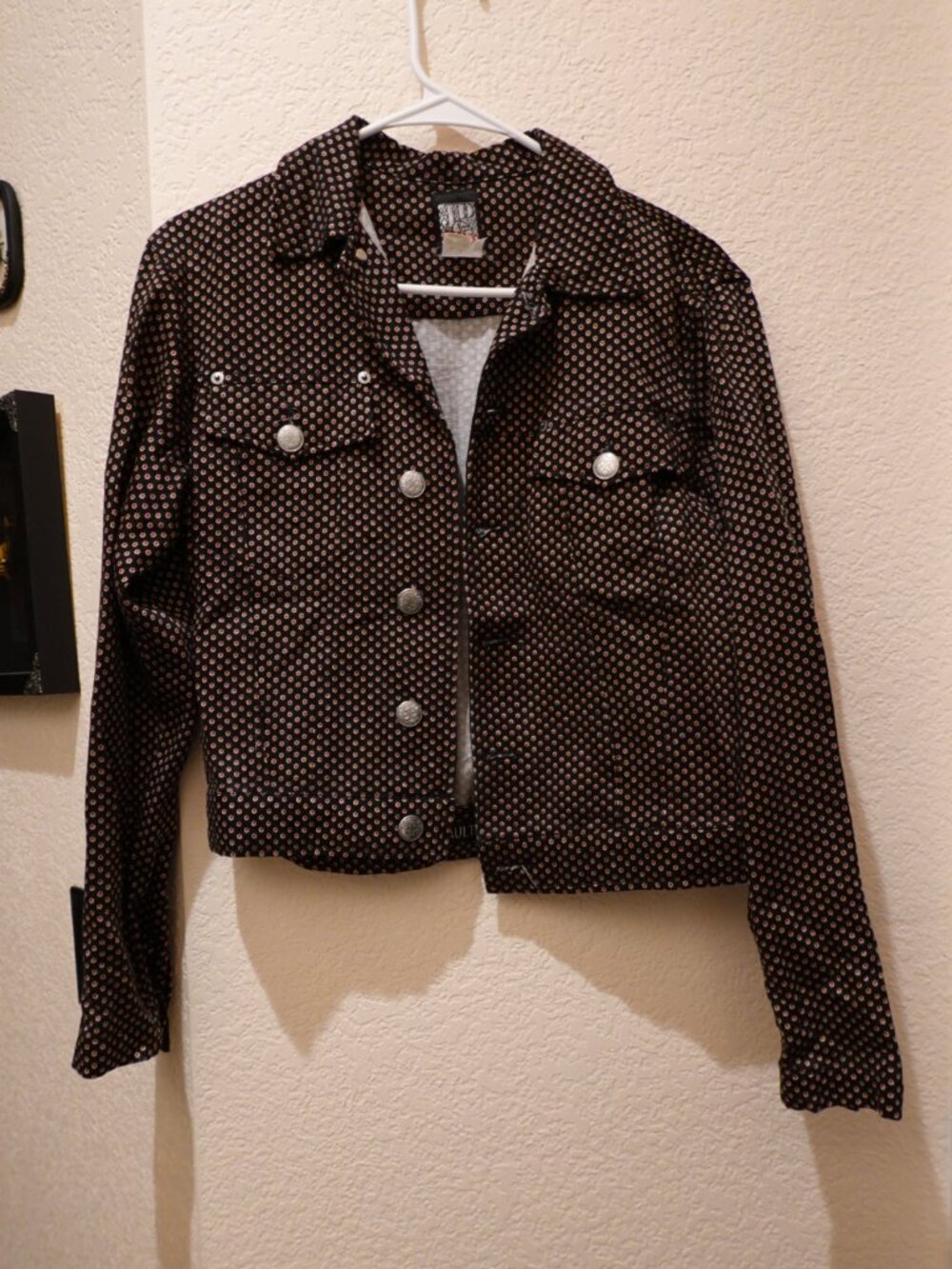 Vintage Jean Paul Gaultier 00s Floral Print Denim Jacket (Black / Red / White)